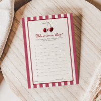 Cherry Striped Bridal Shower Where Were They Card