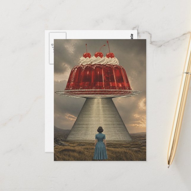 Cherry Surreal Sweet Treat Postcard (Front/Back In Situ)