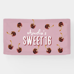 Cherry Sweet 16 Personalised Party Banner
