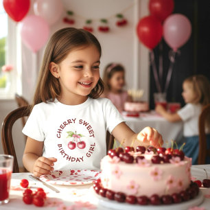 Cherry Sweet Birthday Girl Watercolor Design T-Shirt