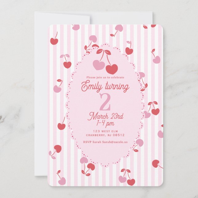 Cherry Sweet Birthday Invitation (Front)