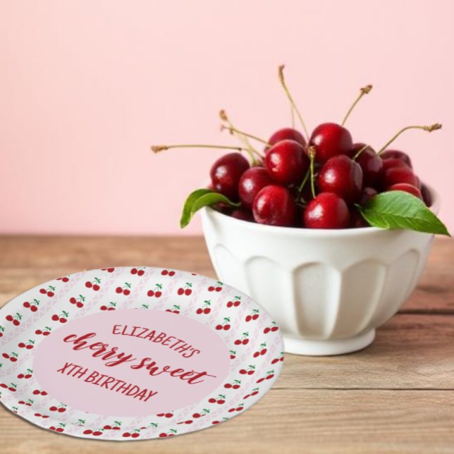 Cherry Sweet Birthday Paper Plate (Creator Uploaded)