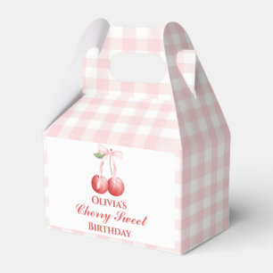 Cherry Sweet birthday Pink Bow Gingham Favour Box