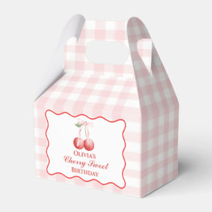 Cherry Sweet birthday Pink Bow Gingham Favour Box