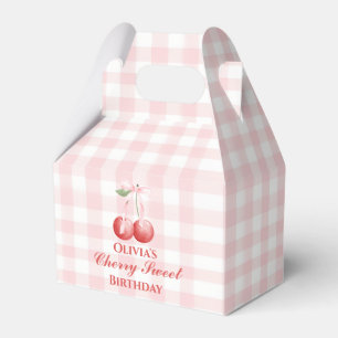 Cherry Sweet birthday Pink Bow Gingham Favour Box