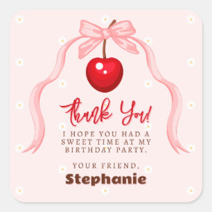Cherry Sweet Birthday Square Sticker
