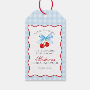 Cherry Sweet Blue Coquette Bow Bridal Shower Favor Gift Tags