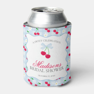 Cherry Sweet Blue Coquette Bow Bridal Shower Favou Can Cooler