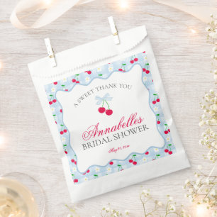 Cherry Sweet Blue Coquette Bridal Shower Dessert Favour Bags