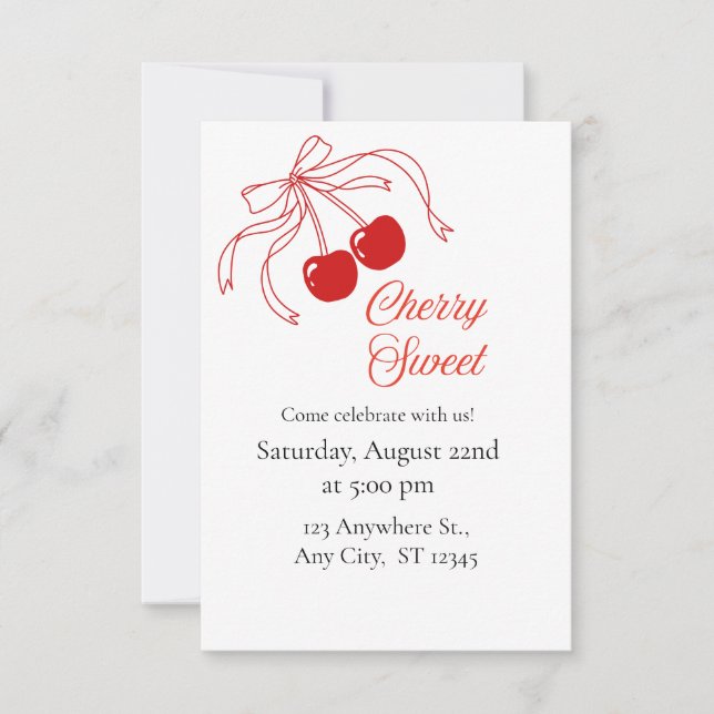 Cherry Sweet Celebration Invitation 🍒 (Front)