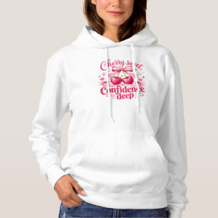 Cherry Sweet Confidence Deep Pink Coquette Quote Hoodie