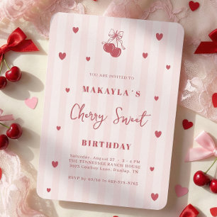 Cherry Sweet Coquette Girl Birthday Invitation