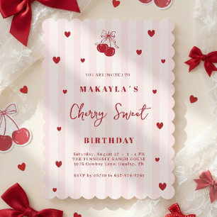 Cherry Sweet Coquette Girl Birthday Invitation
