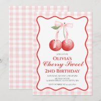Cherry Sweet Pink Bow preppy birthday