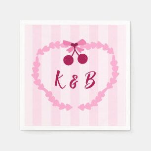 Cherry Sweet Pink Bridal Shower Napkins