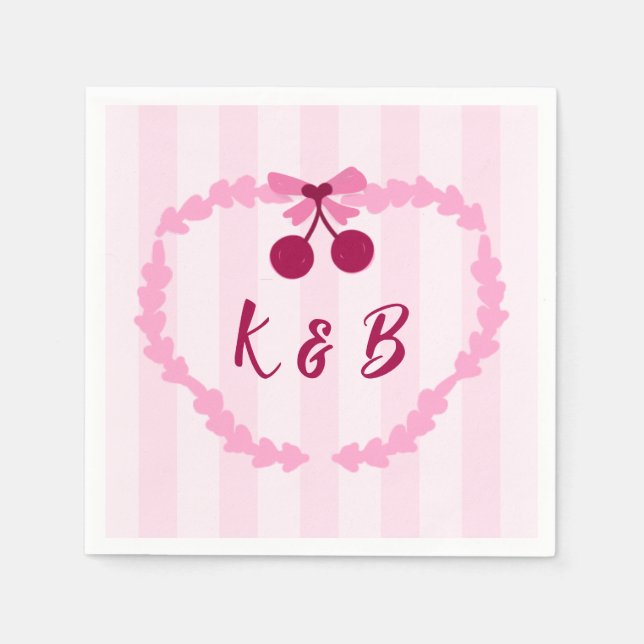 Cherry Sweet Pink Bridal Shower Napkins (Front)