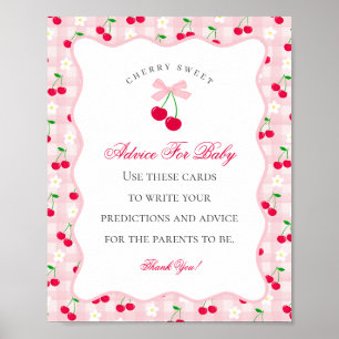 Cherry Sweet Pink Coquette Bow Advice for Baby Poster