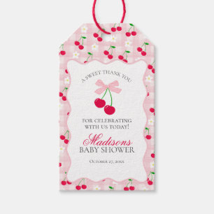 Cherry Sweet Pink Coquette Bow Baby Shower Favor Gift Tags