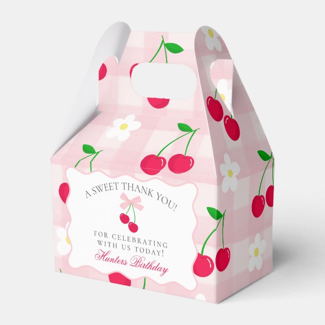 Cherry Sweet Pink Coquette Bow Birthday Favour Box (Front Side)