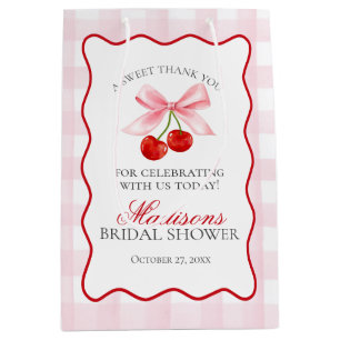 Cherry Sweet Pink Coquette Bow Bridal Shower Favou Medium Gift Bag