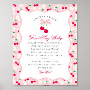 Cherry Sweet Pink Coquette Bow Dont Say Baby Sign
