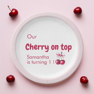 Cherry Sweet Red & Pink Birthday Party Paper Plate