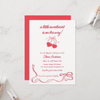 Cherry sweetheart Baby Shower Invitation