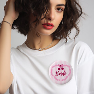 Cherry Theme Bridal Shower Bride 6 Cm Round Badge