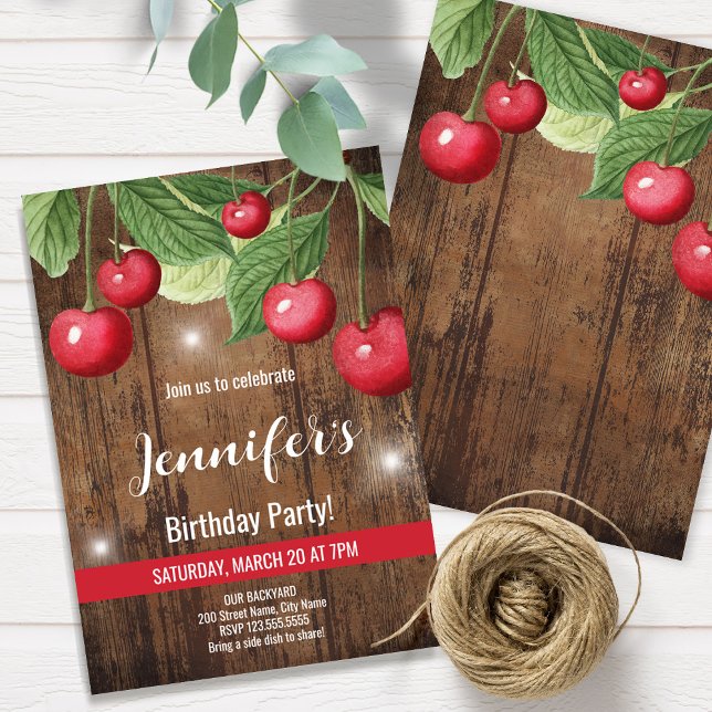 Cherry Themed Birthday Party Invitation (Creator Uploaded)