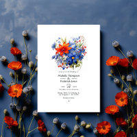 Cherry Tomato and Royal Blue Floral Wedding