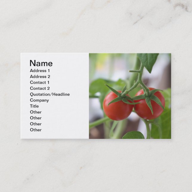Cherry tomatoes on a branch business card (Front)