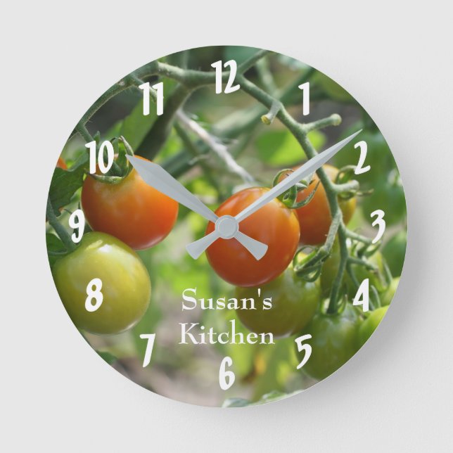 Cherry Tomatoes On The Vine Personalized Round Clock (Front)