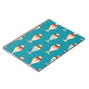 Cherry Top Hot Fudge Sundaes on Aqua Spiral Notebook