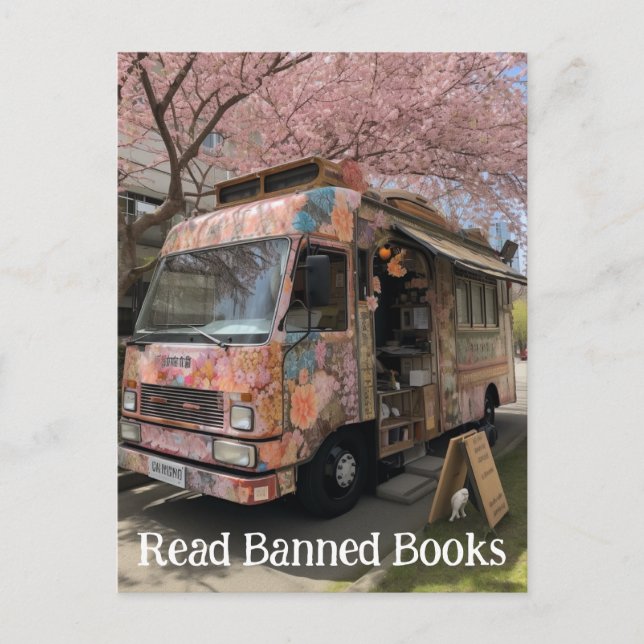 Cherry Tree Book Travelling Store Read Banned Book Postcard (Front)
