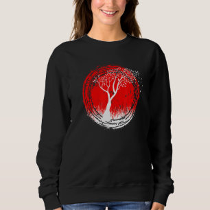 Cherry Tree On A Red Sun - Japanese Look - Bonsai Sweatshirt
