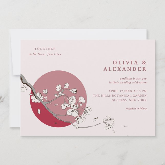 Cherry Tree Petals Wedding Invitations (Front)