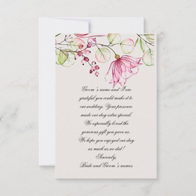 “Cherry Tree” Wedding Thank You Card (Front)