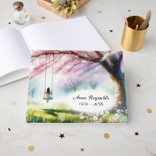 Cherry Tree With Girl On a Swing For Funeral Guest Book