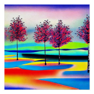 Cherry trees in flood water poster