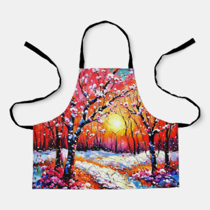 Cherry trees in snow 4 apron