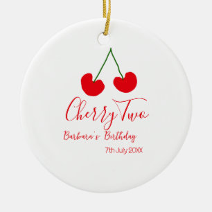 Cherry two 2nd birthday red cherry kids simple ceramic tree decoration