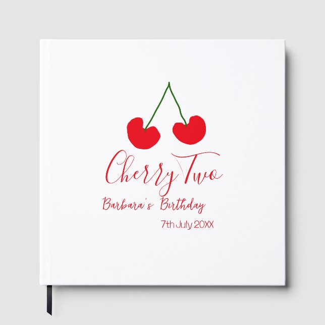 Cherry two 2nd birthday red cherry kids simple  guest book (Front)