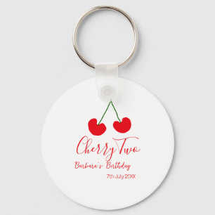 Cherry two 2nd birthday red cherry kids simple key ring
