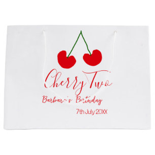 Cherry two 2nd birthday red cherry kids simple large gift bag