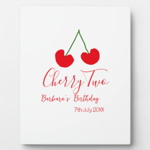 Cherry two 2nd birthday red cherry kids simple plaque