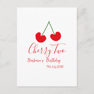 Cherry two 2nd birthday red cherry kids simple postcard