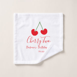 Cherry two 2nd birthday red cherry kids simple wash cloth