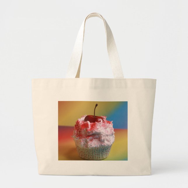 Cherry Vanilla Cupcake Large Tote Bag (Front)