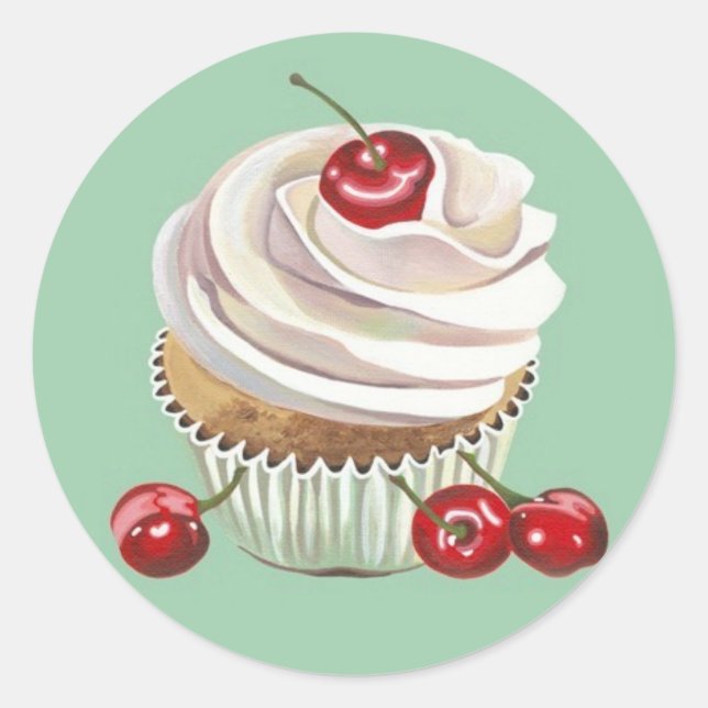 Cherry vanilla cupcake stickers (Front)