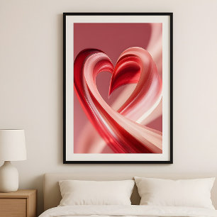 Cherry Vibes Heart Swirl–Modern Love Abstract Art Poster